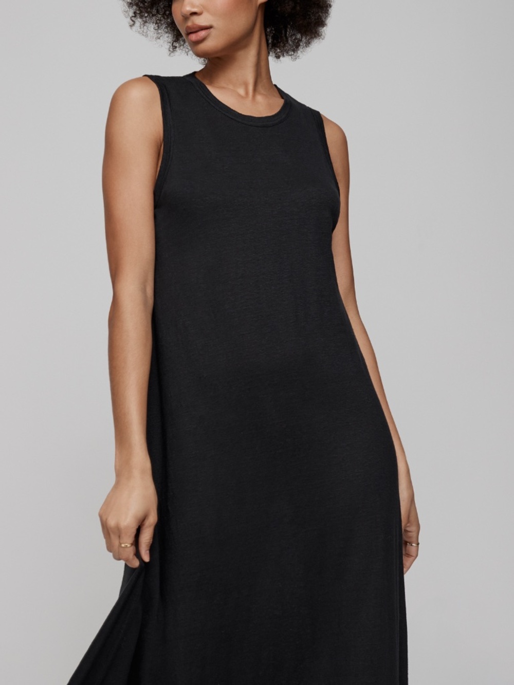 NAKED CASHMERE BLACK LINEN MAXI DRESS MEDIUM